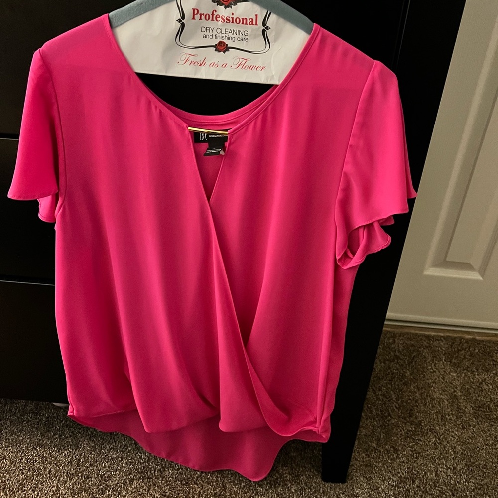 Fuchsia Pink Blouse by Inc Size L -Item has been worn
